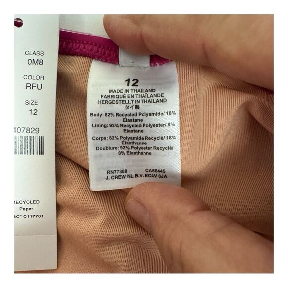 NWT J. Crew Radiant Fushia Roushed V Neck One Piece Bathing Suit Size 12 - Picture 5 of 8
